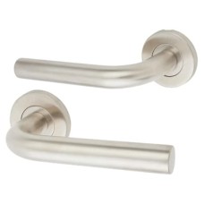 Exel Satin Stainless Steel 19mm Bent Door Handles on Round Rose