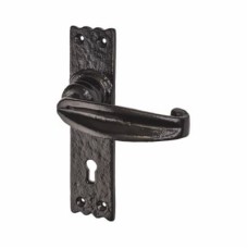 Elan Metalized Antique Black Iron Tudor Keyhole Lock Door Handle - 152 x 38mm