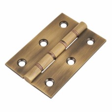 Double Phosphor Bronze Washered Butt Door Hinge - 76 x 50 x 2.5mm - Antique Brass - Pair