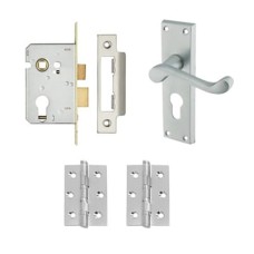 Exel Victorian Scroll Euro Lock Door Handle Kit - Satin Chrome