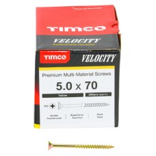 TIMCO Velocity Pozi Countersunk Wood Screws - 5.0 x 70mm - Yellow Zinc - Pack of 200