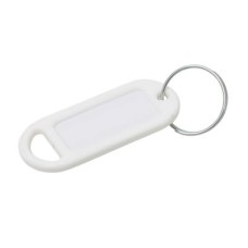 Key Ring Tag - 48 x 21mm - White - Pack of 10