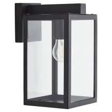 Forum Zink Hestia Glass Panel Outdoor Wall Lantern Light - IP44 - Black