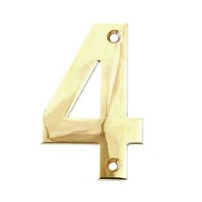 100mm Screw Fix Door Numeral - 4 - Brass PVD