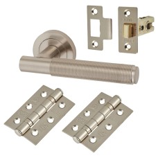 Exel Lily Reeded Latch Door Handle Kit - Satin Nickel