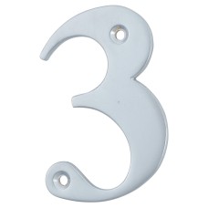 79mm Screw Fix Door Numeral - 3 - Satin Chrome