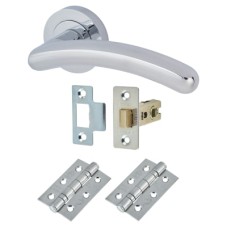 Exel Carina Latch Door Handle on Rose Kit - Polished Chrome