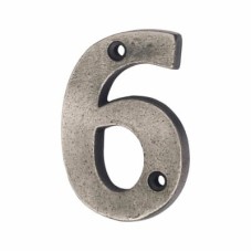 Olde Forge 78mm Screw Fix Door Numeral - 6 - Pewter