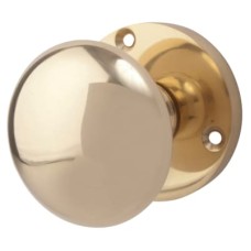 Exel Solid Brass Round Mortice Door Knob - 61mm Rose Diameter - Polished Brass