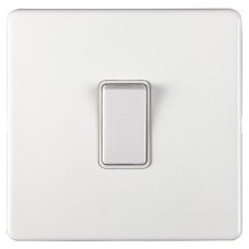 Eurolite Concealed 10A 1 Gang Screwless Intermediate Flat Plate Light Switch - Matt White