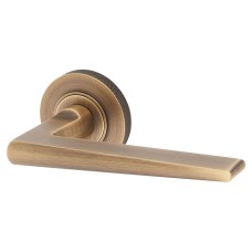 Burlington BUR10 Antique Brass Door Handles on Round Knurled Rose - Mayfair Range 