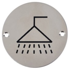Exel Shower Door Sign - 75mm Diameter - Polished Stainless Steel