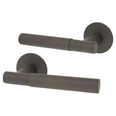 Jigtech Graphite Grey Knurled Door Handles on Round Slim Rose - Schema Teckna Range 