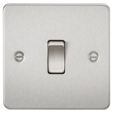 Knightsbridge 10AX 1 Gang Flat Plate Intermediate Light Switch - Brushed Chrome