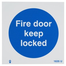 Exel Fire Door Keep Locked Door Sign - 100 x 100mm - Rigid Plastic