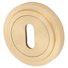 Burlington BUR60 by Frelan Escutcheon with Stepped Rose - 53mm Diameter - Keyhole - Satin Brass