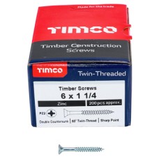 TIMCO Twin Threaded Pozi Countersunk Wood Screws - 6 x 1 1/4