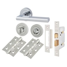 Exel Sophia Bathroom Lock Door Handle on Rose Kit - Polished Chrome