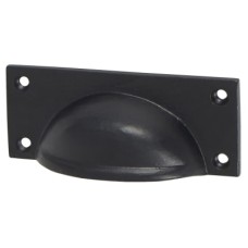 Olde Forge Square Cabinet Cup Handle - 84mm Centres - Black Iron