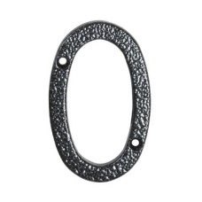 76mm Screw Fix Door Numeral - 0 - Antique Black Iron