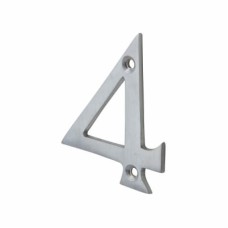 76mm Screw Fix Door Numeral - 4 - Satin Chrome