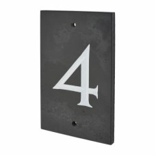 Slate Screw Fix Door Numeral - 4 - 140 x 90mm - Polished Black