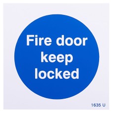 Exel Fire Door Keep Locked Door Sign - 100 x 100mm - Rigid Plastic - Pack of 10