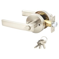 Exel Satin Stainless Steel Straight Hotel Entrance Door Handles on Round Rose Set