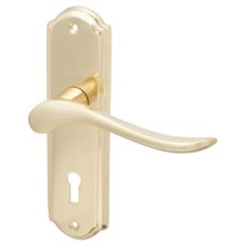 Hampstead Polished Brass Scroll Keyhole Lock Door Handle - Turin Range - 170 x 46mm