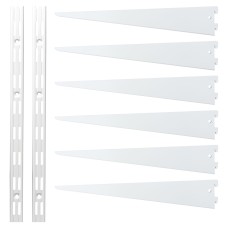 Exel Twin Slot Shelving Kit - 2 x 1000mm Shelf Wall Uprights & 6 x 470mm Shelf Brackets - White