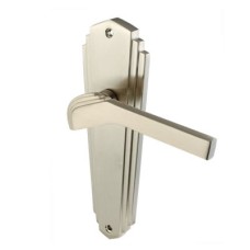 Heritage Brass by M Marcus Satin Nickel Art Deco Latch Door Handle - Waldorf Range - 203 x 66mm