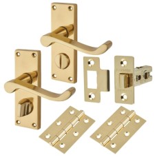 Exel Budget Scroll Privacy Door Handle Kit - Short Plate - Polished Brass