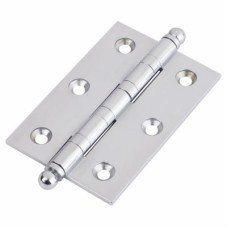 Ball Tip Washered Butt Door Hinge - 75 x 50 x 2.5mm - Polished Chrome - Pair