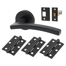 Serozzetta by Carlisle Brass Tavira Latch Door Handle on Rose Ultimate Door Kit - Matt Black