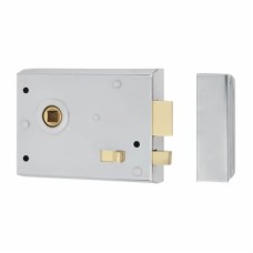 Exel Rim Lock with Snib - 105 x 80mm - Polished Chrome
