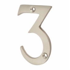 Exel 76mm Screw Fix Door Numeral - 3 - Satin Nickel