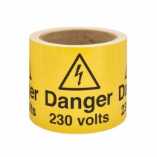 Danger 230 Volts Signs - 80 x 80mm - Self Adhesive Vinyl Labels