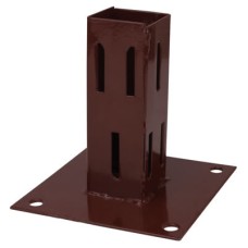 Powapost Fence Post Bolt Down Shoe - Easy Grip - 100 x 100mm - Brown Powder Coated