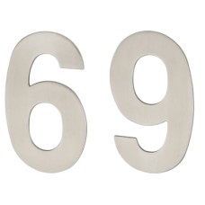 Hampstead 100mm Concealed Screw Fix Door Numeral - 6 / 9 - Satin Stainless Steel