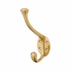 Hampstead Victorian Heavy Duty Single Hat & Coat Hook - 143 x 65mm - Polished Brass