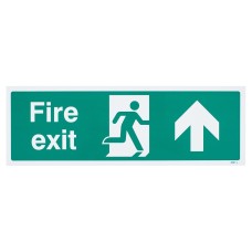 Exel Fire Exit Running Man Up Arrow Sign - 450 x 150mm - Rigid Plastic