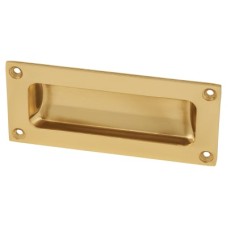Exel Rectangular Flush Cabinet Pull Handle - 102 x 45mm - Polished Brass