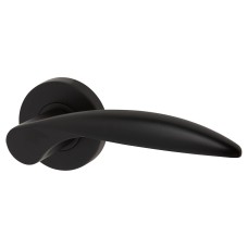 Jigtech Matt Black Door Handles on Round Rose - Cresta Range 