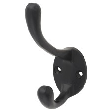 Alexander & Wilks Victorian Single Hat & Coat Hook - 80 x 35mm - Powder Coat Black