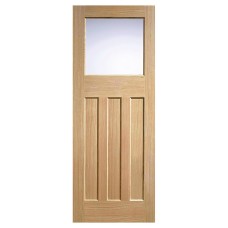 LPD DX 30's 1 Light Frosted Glazed Unfinished Solid Internal Door - 1981 x 686 x 35mm - Oak
