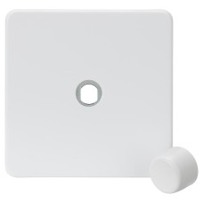 Knightsbridge 1 Gang Screwless Flat Dimmer Plate with Metal Dimmer Cap - Matt White