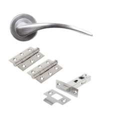 Serozzetta by Carlisle Brass Olivier Latch Door Handle on Rose Kit - Satin Chrome