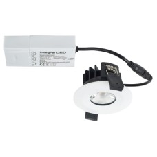 Integral LED Low Profile 6W IP65 Fire Rated LED Dimmable Fixed Downlight - 4000K Cool White - White