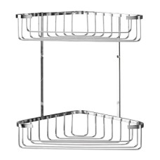 Croydex Wirework Large Corner Shower Basket - Two Tier - 305 x 275 x 165mm - Stainless Steel