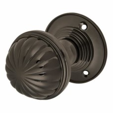 Exel Fluted Mortice Door Knob - 65mm Rose Diameter - Black Nickel